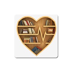 Bookshelf Heart Square Magnet by artworkshop