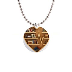 Bookshelf Heart 1  Button Necklace by artworkshop