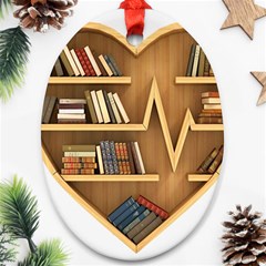 Bookshelf Heart Oval Ornament (two Sides) by artworkshop