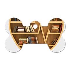 Bookshelf Heart Dog Tag Bone (two Sides) by artworkshop