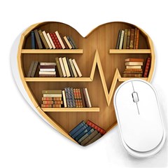 Bookshelf Heart Heart Mousepad by artworkshop