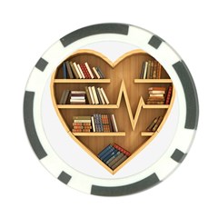 Bookshelf Heart Poker Chip Card Guard (10 Pack) by artworkshop