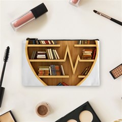 Bookshelf Heart Cosmetic Bag (small) by artworkshop