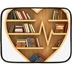 Bookshelf Heart Double Sided Fleece Blanket (mini) by artworkshop