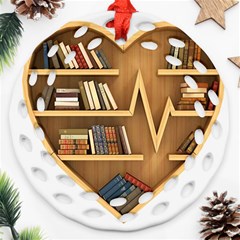 Bookshelf Heart Round Filigree Ornament (two Sides) by artworkshop