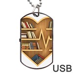 Bookshelf Heart Dog Tag USB Flash (Two Sides) Front