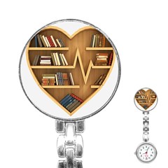 Bookshelf Heart Stainless Steel Nurses Watch by artworkshop