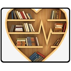 Bookshelf Heart Double Sided Fleece Blanket (medium) by artworkshop