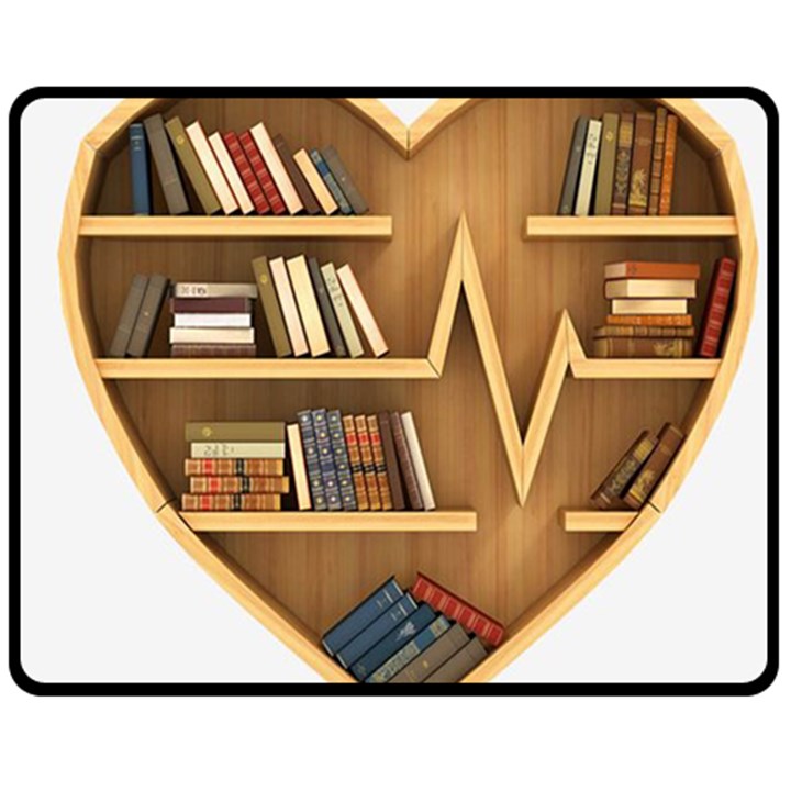 Bookshelf Heart Double Sided Fleece Blanket (Medium)