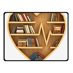 Bookshelf Heart Double Sided Fleece Blanket (small) by artworkshop