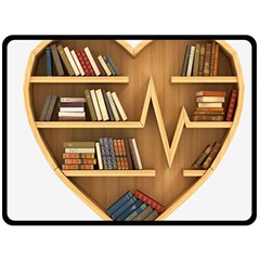 Bookshelf Heart Double Sided Fleece Blanket (large) by artworkshop