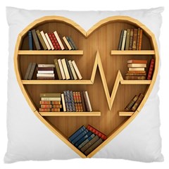 Bookshelf Heart Large Flano Cushion Case (two Sides) by artworkshop