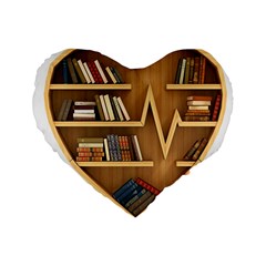 Bookshelf Heart Standard 16  Premium Flano Heart Shape Cushions