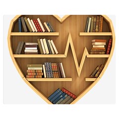 Bookshelf Heart Double Sided Flano Blanket (medium) by artworkshop