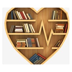 Bookshelf Heart Double Sided Flano Blanket (small) by artworkshop