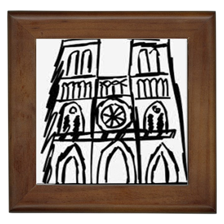 Gold Foil Notre Dame Framed Tile