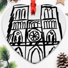 Gold Foil Notre Dame Ornament (heart) by artworkshop