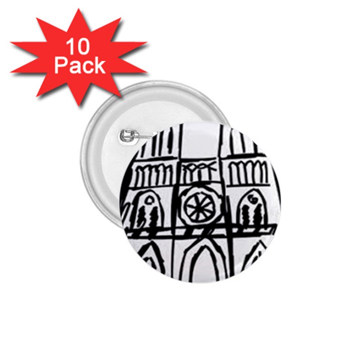 Gold Foil Notre Dame 1.75  Buttons (10 pack)