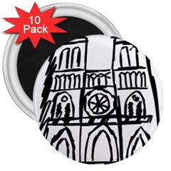 Gold Foil Notre Dame 3  Magnets (10 Pack)  by artworkshop