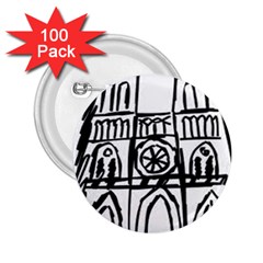 Gold Foil Notre Dame 2 25  Buttons (100 Pack)  by artworkshop