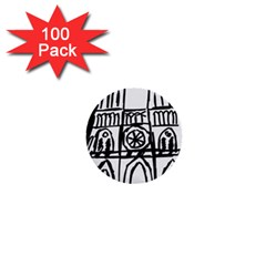 Gold Foil Notre Dame 1  Mini Buttons (100 Pack)  by artworkshop