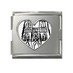 Gold Foil Notre Dame Mega Link Heart Italian Charm (18mm) by artworkshop