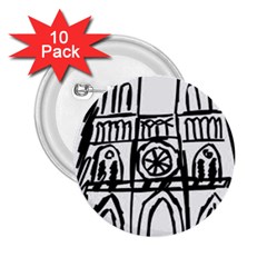 Gold Foil Notre Dame 2 25  Buttons (10 Pack)  by artworkshop