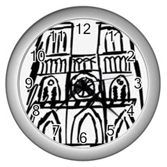 Gold Foil Notre Dame Wall Clock (silver) by artworkshop