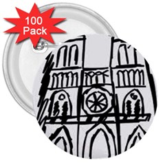 Gold Foil Notre Dame 3  Buttons (100 Pack)  by artworkshop