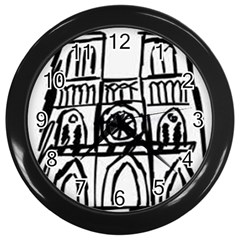 Gold Foil Notre Dame Wall Clock (black) by artworkshop