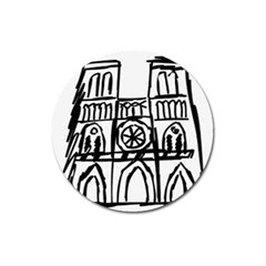 Gold Foil Notre Dame Magnet 3  (round) by artworkshop