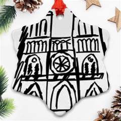 Gold Foil Notre Dame Snowflake Ornament (two Sides) by artworkshop