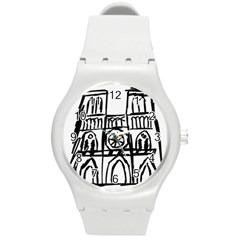 Gold Foil Notre Dame Round Plastic Sport Watch (m) by artworkshop