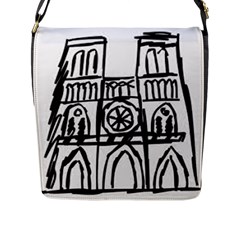 Gold Foil Notre Dame Flap Closure Messenger Bag (l) by artworkshop