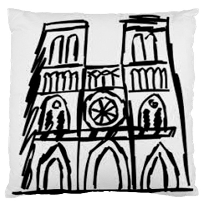 Gold Foil Notre Dame Large Flano Cushion Case (Two Sides)