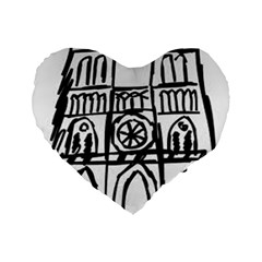 Gold Foil Notre Dame Standard 16  Premium Flano Heart Shape Cushions by artworkshop