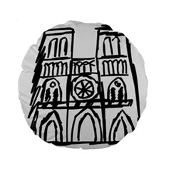 Gold Foil Notre Dame Standard 15  Premium Flano Round Cushions by artworkshop