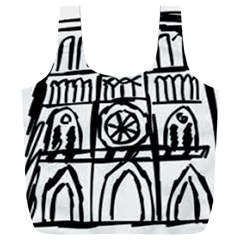 Gold Foil Notre Dame Full Print Recycle Bag (xxl) by artworkshop