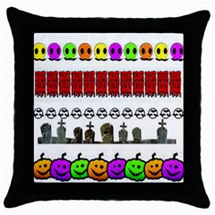 Halloween Borders Trick Throw Pillow Case (black) by artworkshop