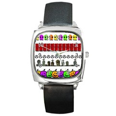 Halloween Borders Trick Square Metal Watch by artworkshop