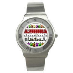 Halloween Borders Trick Stainless Steel Watch by artworkshop