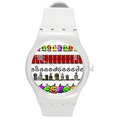 Halloween Borders Trick Round Plastic Sport Watch (m) by artworkshop