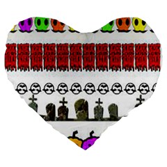 Halloween Borders Trick Large 19  Premium Heart Shape Cushions by artworkshop