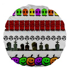 Halloween Borders Trick Large 18  Premium Flano Round Cushions by artworkshop