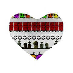 Halloween Borders Trick Standard 16  Premium Flano Heart Shape Cushions