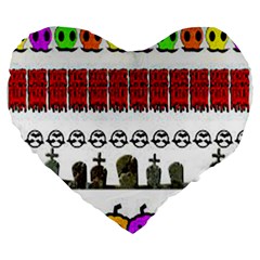 Halloween Borders Trick Large 19  Premium Flano Heart Shape Cushions by artworkshop