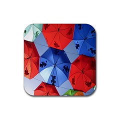 Letters Pattern Folding Umbrellas 2 Rubber Coaster (square) by artworkshop