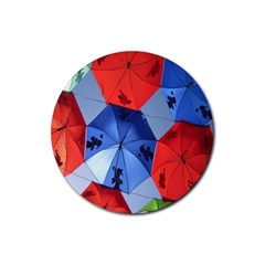 Letters Pattern Folding Umbrellas 2 Rubber Round Coaster (4 Pack) by artworkshop