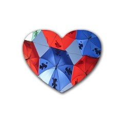 Letters Pattern Folding Umbrellas 2 Rubber Heart Coaster (4 Pack) by artworkshop