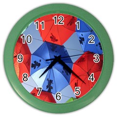 Letters Pattern Folding Umbrellas 2 Color Wall Clock by artworkshop